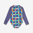 UV Protective Long Sleeve Swimsuit Multi Check